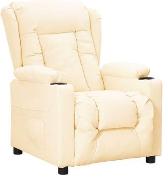 vidaXL Sill&oacute;n Elevable Cuero Sint&eacute;tico Crema Vidaxl