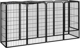 vidaXL Jaula Perros 10 Paneles Acero Recubierto Polvo Negro 50x100cm Vidaxl