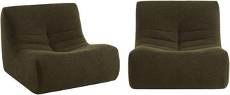 Sweeek Sof&aacute; modular en borreguito texturizado, 2 plazas, kaki oscuro