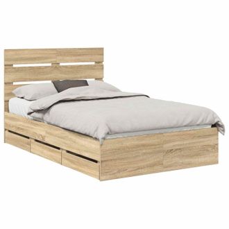 vidaXL Estructura De Cama Roble Sonoma 120 X 200 Cm Madera Ingenieril Vidaxl