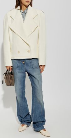 Stella McCartney Double-breasted Wool Coat, Womens, Cream