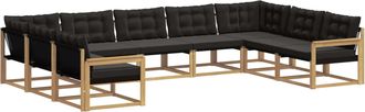 vidaXL Conjunto De Sof&aacute;s De Exterior 9 Uds. Blanco Y Negro Vidaxl