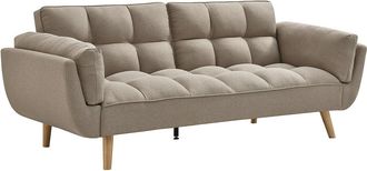 Vente-Unique Sof&aacute; cama de 3 plazas de tela beige LOELINE