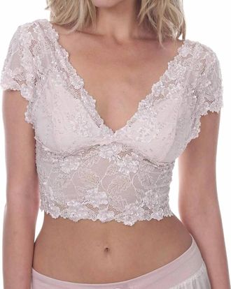 Pj Harlow Grace Lace Corset Crop Top In Blush Pink