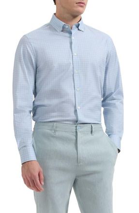 Bugatchi James OoohCotton Graph Check Print Button-Up Shirt in Seafoam at Nordstrom, Size Xxx-Large