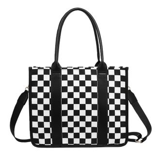 Generic Kexpery Womens Handbag Nylon Checkered Adjustable Messenger Bag Large Capacity Travel Shopping and Work Bag