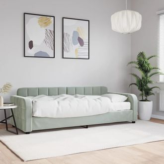 vidaXL Sof&aacute; Cama Con Colch&oacute;n Terciopelo Gris Claro 80x200 Cm Vidaxl