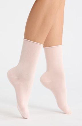 Nordstrom Everyday Rolltop Crew Socks in Pink Wisp at Nordstrom, Size 9-11