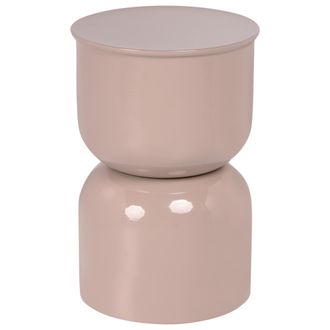 Beliani Mesa Auxiliar Elegante Redonda De Hierro Pintada Para Interiores Peana Beige Claro Letta