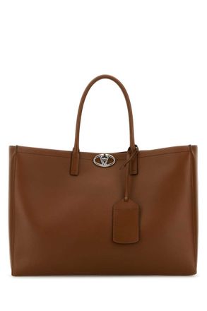 Valentino Garavani Brown leather VLogo shopping bag