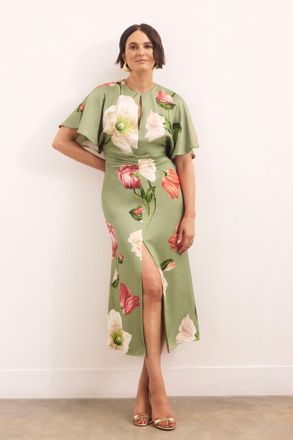 Karen Millen Womens Floral Print Viscose Satin Crepe Woven Maxi Dress - Multicolour - Size 12 UK