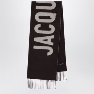 Jacquemus Brown wool scarf with logo