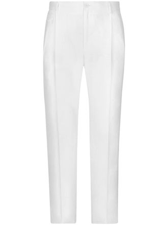 Dolce & Gabbana pressed-crease linen trousers - White