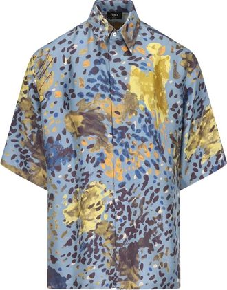 Fendi Overhemd met print en korte mouwen - Blauw