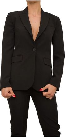 Liu Jo Luxe Lange Zwarte Jas - Dames - Blazers - Zwart - XL - Polyester - Jassen