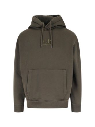 C.P. Company Green Cotton Hoodie With Drawstring