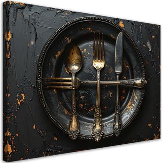 Feeby Cuadro En Lienzo, Cubiertos Vintage, 120x80