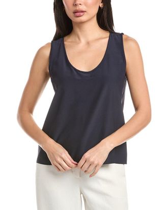 St. John Scoop Neck Silk-Blend Shell