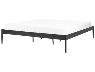 Beliani Beliani - Letto Matrimoniale Con Rete A Doghe In Metallo Nero 180 X 200 Cm Vaurs