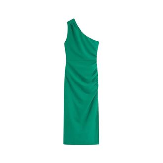 Suncoo Crocus Midi Jurk - Dames - Casual kleedjes - Groen - L - Katoen - Kleedjes