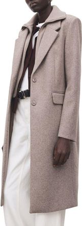 Mango Notch Collar Coat with Removable Bib Insert in Brown at Nordstrom, Size X-Large