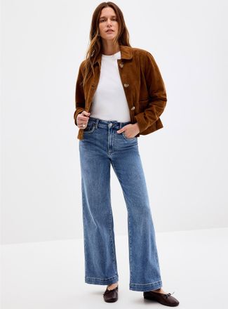 Paige Womens Anessa braided-pocket jean Fit: Wide leg, high rise