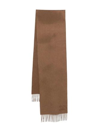 Max Mara monogram-embroidered fringed stole - Marrone