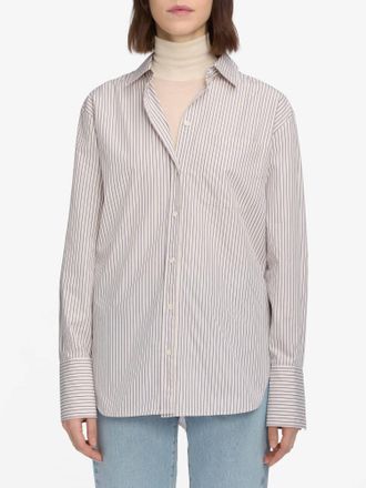 Frame Denim Classic Striped Boy Shirt In Aubergine Multi