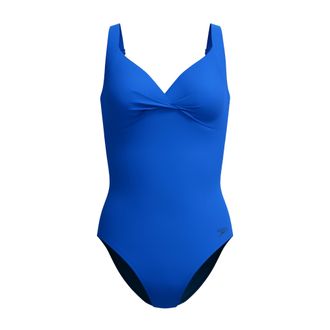 Speedo Dames Effen Draai Knoop E&eacute;nstuk Badpak (Blauw)