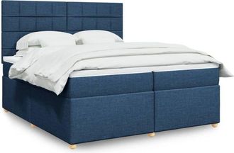 vidaXL Vidaxl - Cama Box Spring Con Colch&oacute;n Tela Azul 200x200 Cm