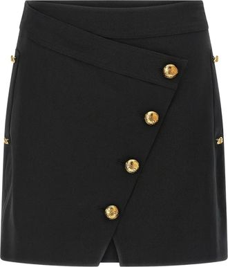 Elisabetta Franchi asymmetrical jewel button skirt - Black