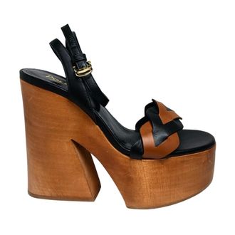 Pollini Schoenen, Dames, Zwart, 40 EU, Leaf Wedge Sandaal