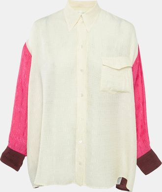 Victoria Beckham Multicolor/cream Textured Crepe Oversized Shirt