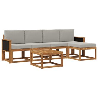 vidaXL Conjunto De Sof&aacute;s De Exterior 6 Pcs Natural Y Gris Claro Vidaxl