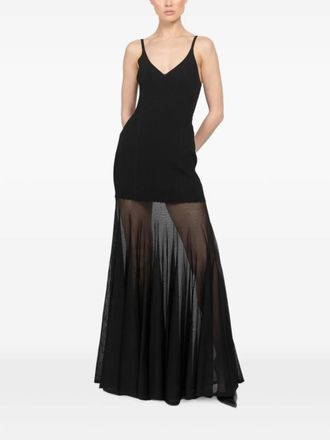 Brandon Maxwell V-neck sheer dress - Zwart
