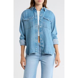 7 For All Mankind Dina Denim Button-Up Shirt in Helen at Nordstrom Rack, Size X-Large