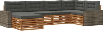 vidaXL Conjunto De Sof&aacute;s De Exterior 6 Uds. Natural Y Antracita Vidaxl