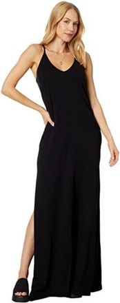 bobi Cami Maxi Dress Womens Medium Black Side Slit V-Neck ERK270