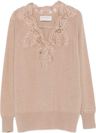 Ermanno Scervino Embroidered V-necked Sweater