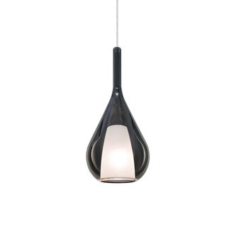 Netlighting Kalique Ill 18cm Teardrop Dome Pendant Ceiling Light Smoke 1x E27 in Grey