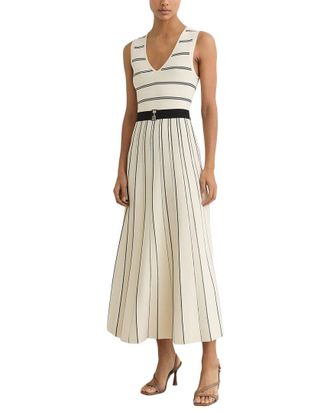 Reiss Mallory Sleeveless Stripe Knitted Midi Dress