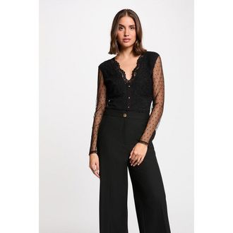 Morgan Body met lange mouwen en kant