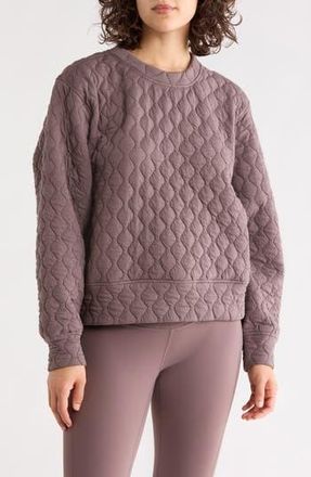 Zella Retreat Quilted Crewneck Sweatshirt in Grey Plum at Nordstrom Rack, Size X-Small