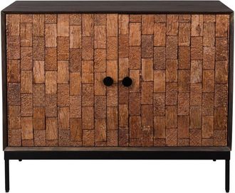 Dutchbone Aparador de madera natural con puertas talladas