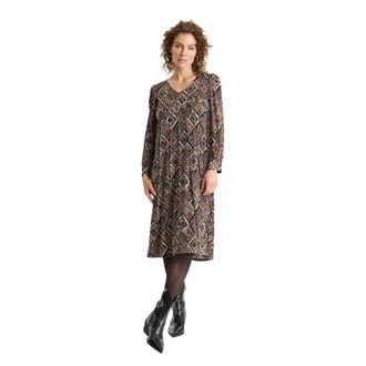 In Front Lucy Jurk Bruin Print Jurk - Dames - Casual kleedjes - Veelkleurig - S - Kleedjes