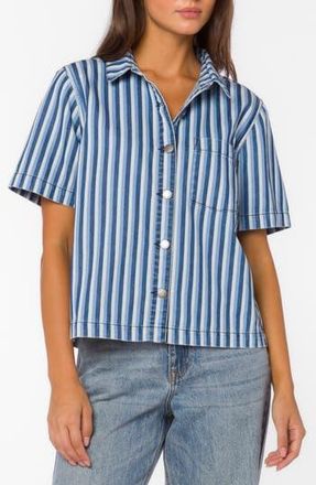 Velvet Heart Slater Stripe Cotton Denim Button-Up Shirt in Blue Stripe at Nordstrom Rack, Size X-Large