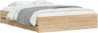 vidaXL Cama con cajones madera ingeniería roble Sonoma 140x200 cm Vidaxl