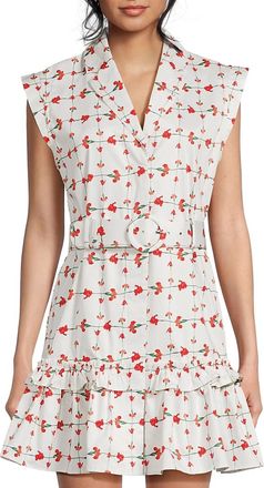 Hutch Carla Mini Dress In White/red Trellis Floral
