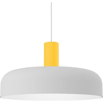 Lumicom Nadir Sospensione, 1X E27, max 42W, metallo, bianco opaco/giallo, D.40cm - Lumicom