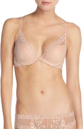 Natori Feathers Plunge T-Shirt Basics Bra in Cameo Rose at Nordstrom, Size 30Ddd